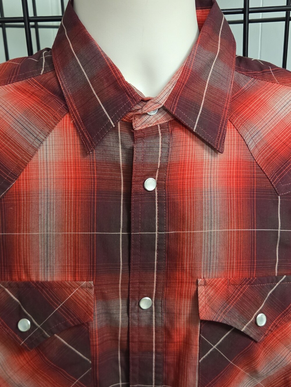 High Noon Shirt Mens Pearl Snap Western Plaid Long Sleeve Shirt Small